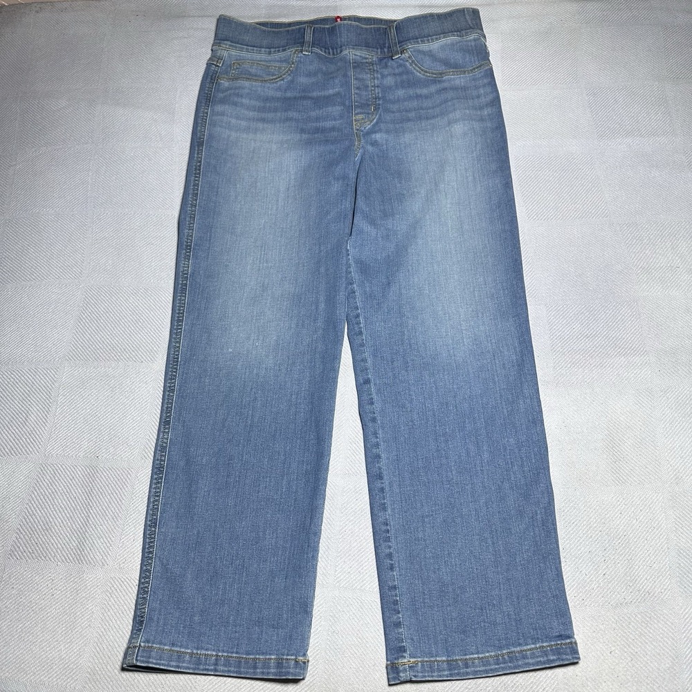 Spanx Straight Leg Jeans Women's Size 1X High Rise Pull On Stretch Denim Indigo